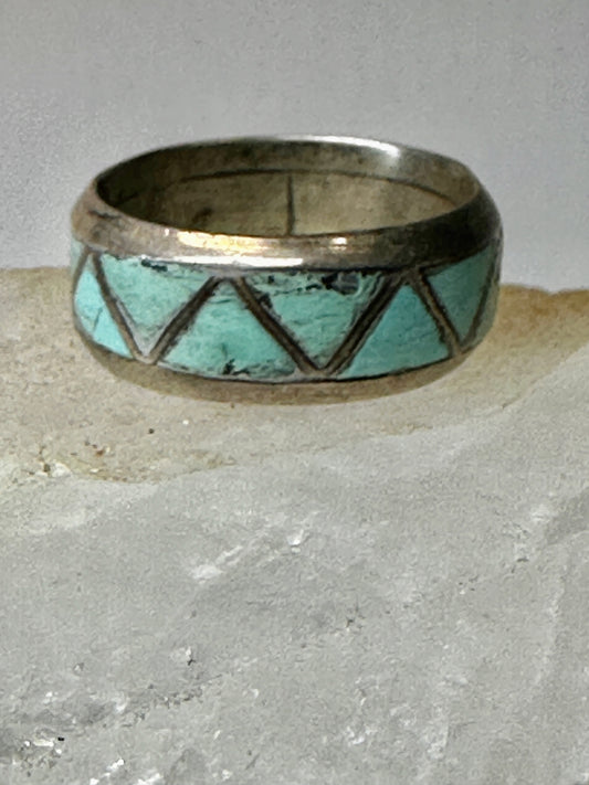 Zuni ring Turquoise wedding band size 8 sterling silver women men