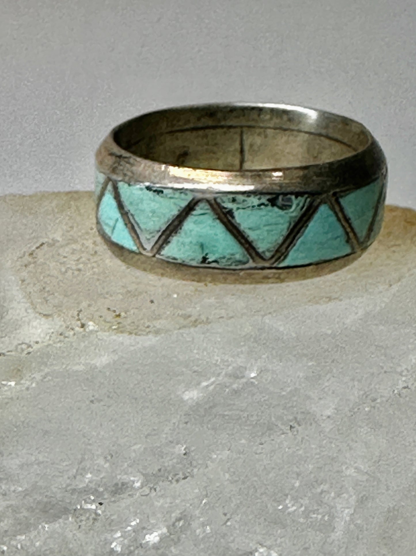 Zuni ring Turquoise wedding band size 8 sterling silver women men