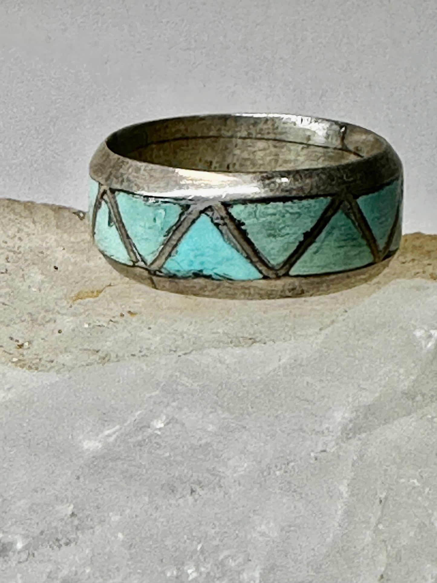 Zuni ring Turquoise wedding band size 8 sterling silver women men