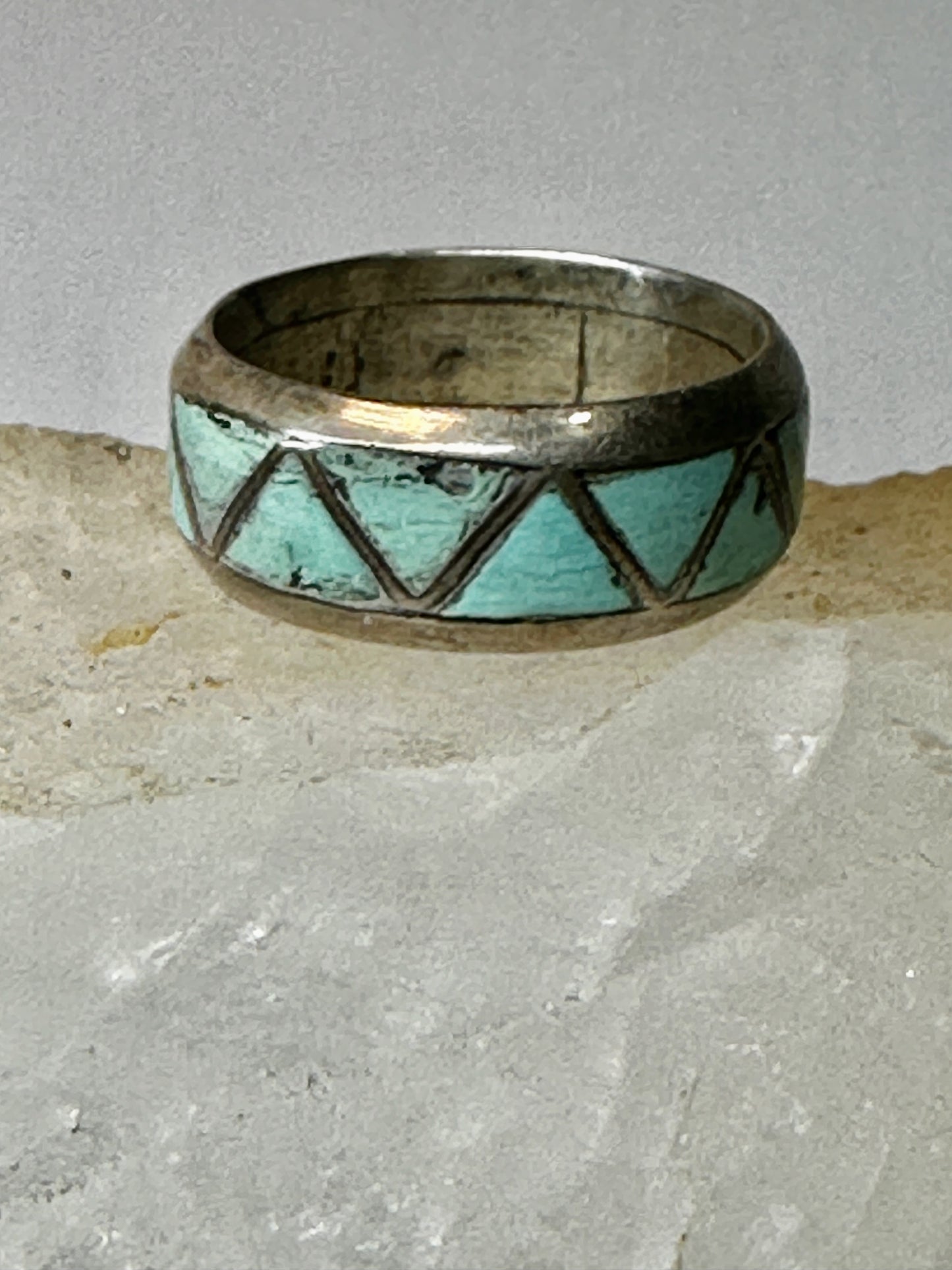 Zuni ring Turquoise wedding band size 8 sterling silver women men