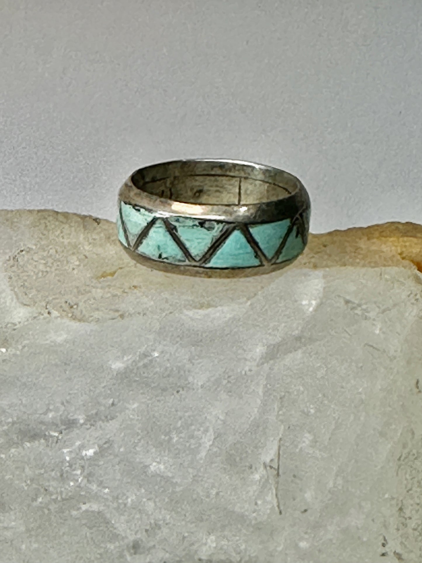 Zuni ring Turquoise wedding band size 8 sterling silver women men