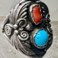 Navajo ring coral turquoise size 9.50 sterling silver women men