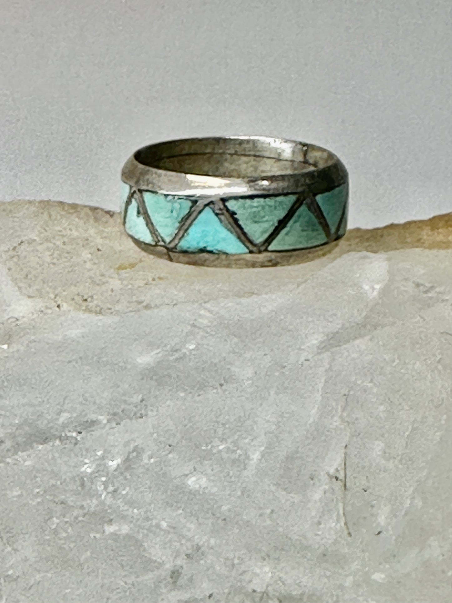 Zuni ring Turquoise wedding band size 8 sterling silver women men