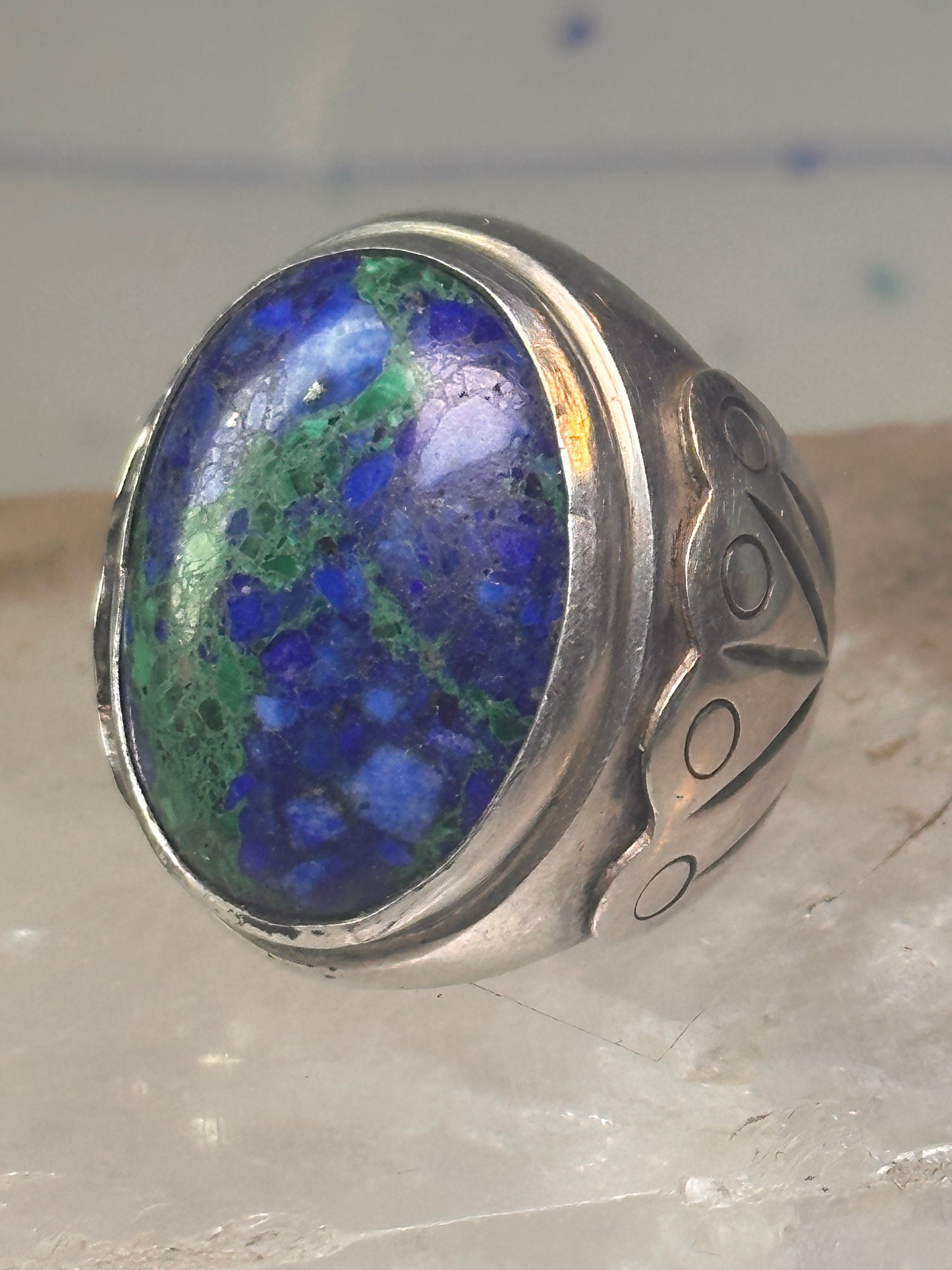 Navajo ring by Adam Fiero Azurite ring Heavy Band Size 7 sterling silver women men