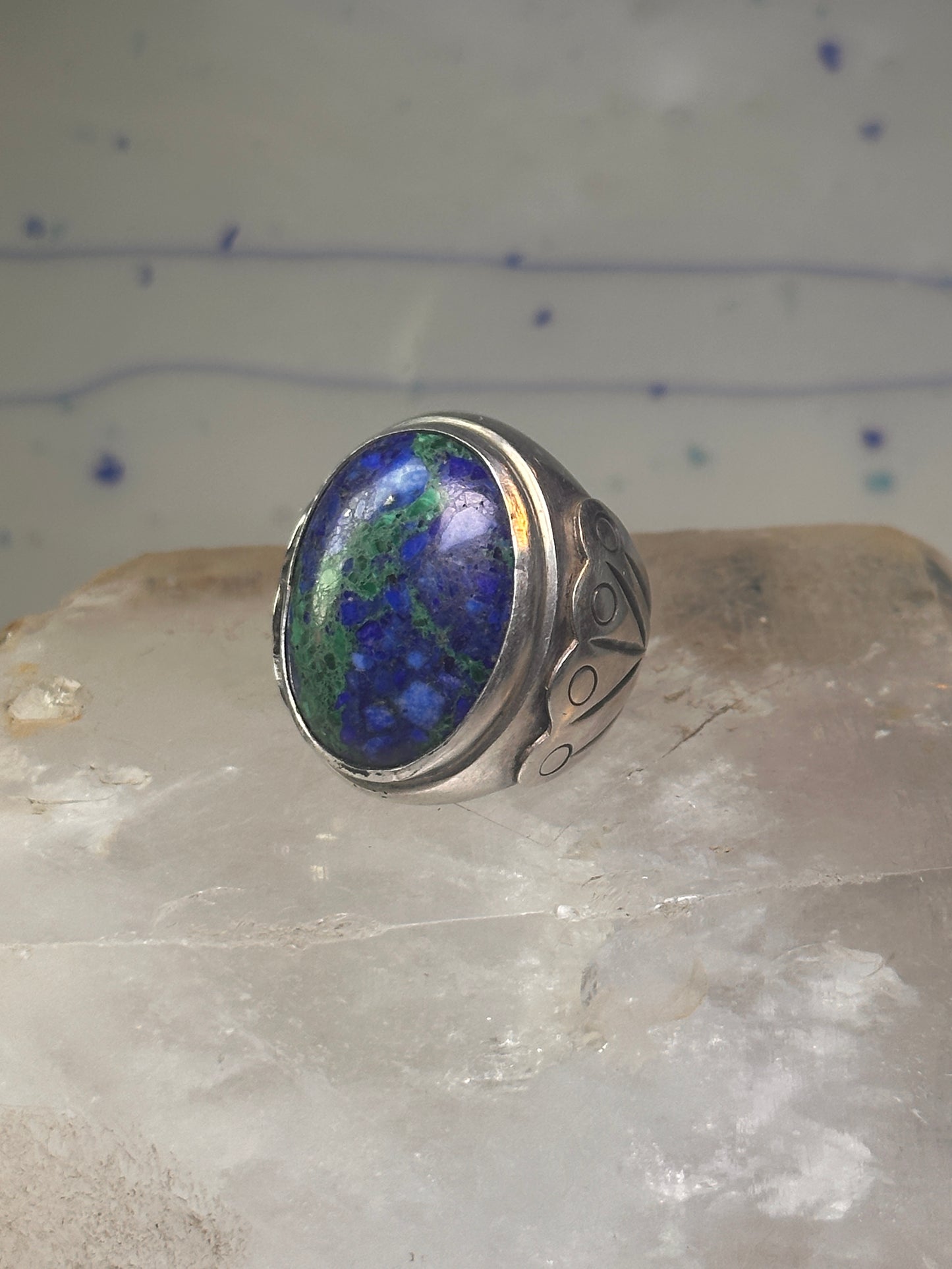 Navajo ring by Adam Fiero Azurite ring Heavy Band Size 7 sterling silver women men