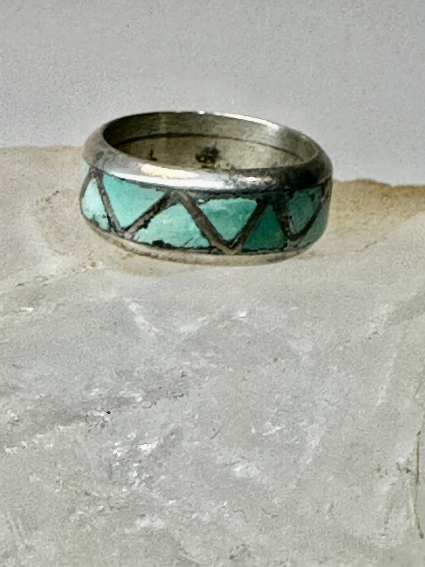 Zuni ring Turquoise wedding band size 6 sterling silver women men