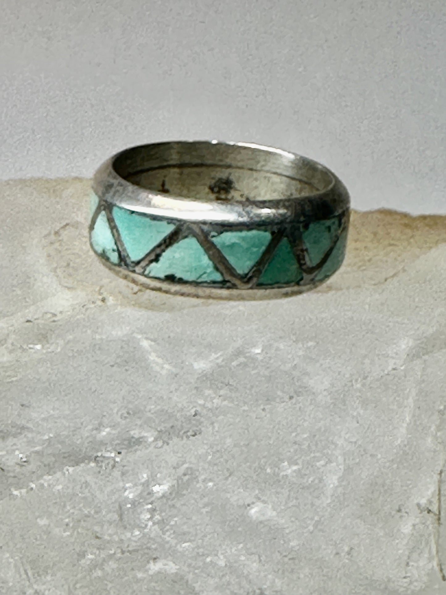 Zuni ring Turquoise wedding band size 6 sterling silver women men