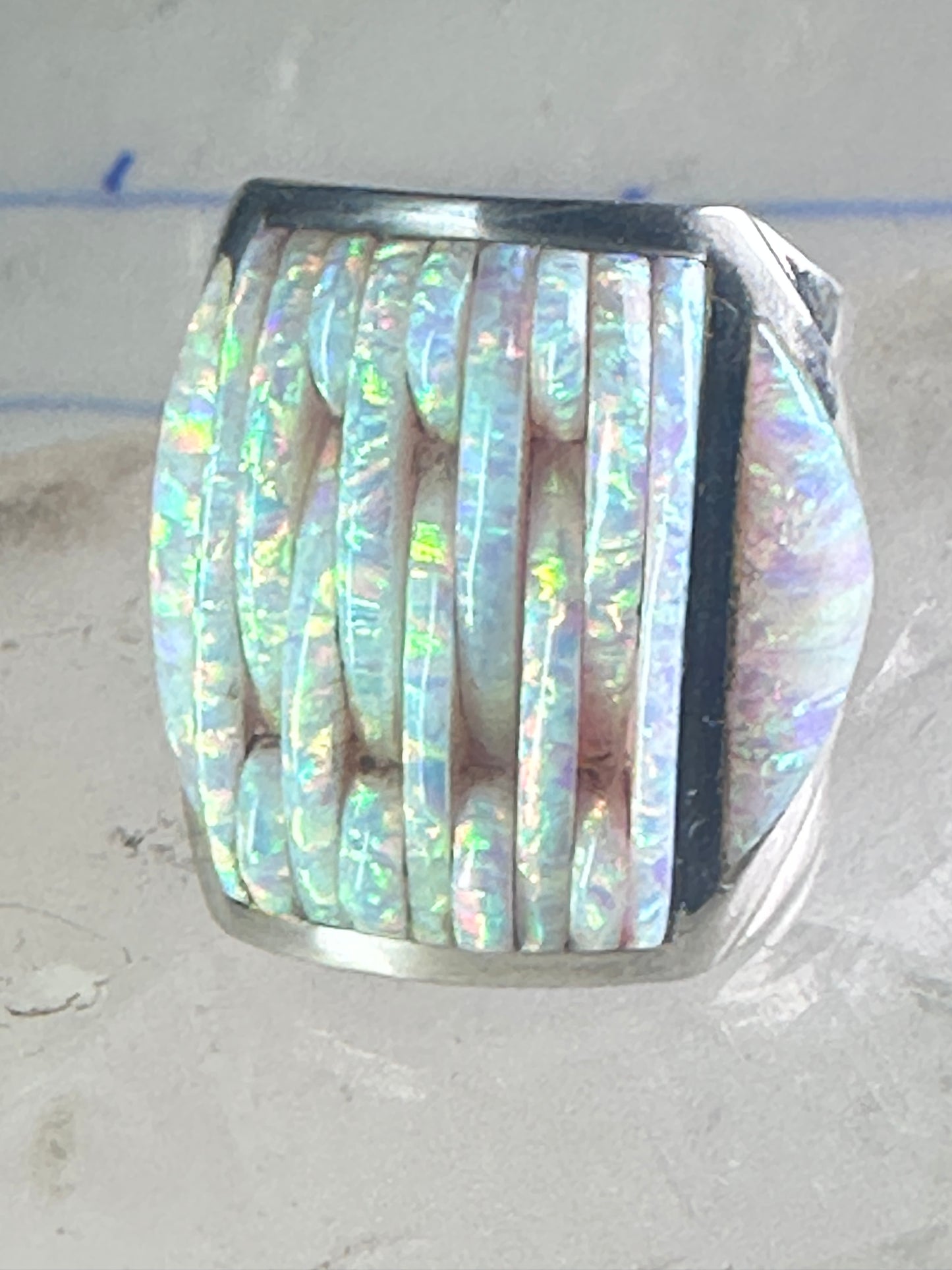Southwest ring Lab Opal Cobblestone band size 10.75 sterling silver women men