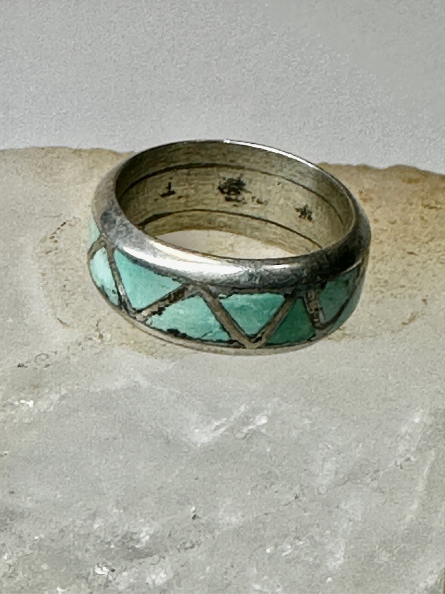 Zuni ring Turquoise wedding band size 6 sterling silver women men