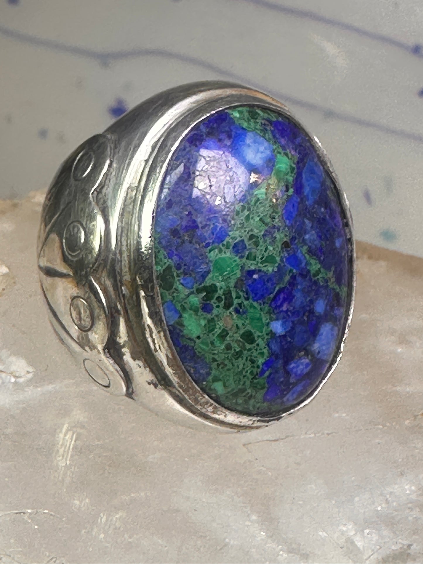 Navajo ring by Adam Fiero Azurite ring Heavy Band Size 7 sterling silver women men