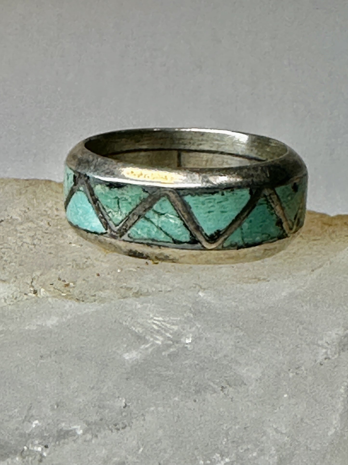 Zuni ring Turquoise wedding band size 6 sterling silver women men