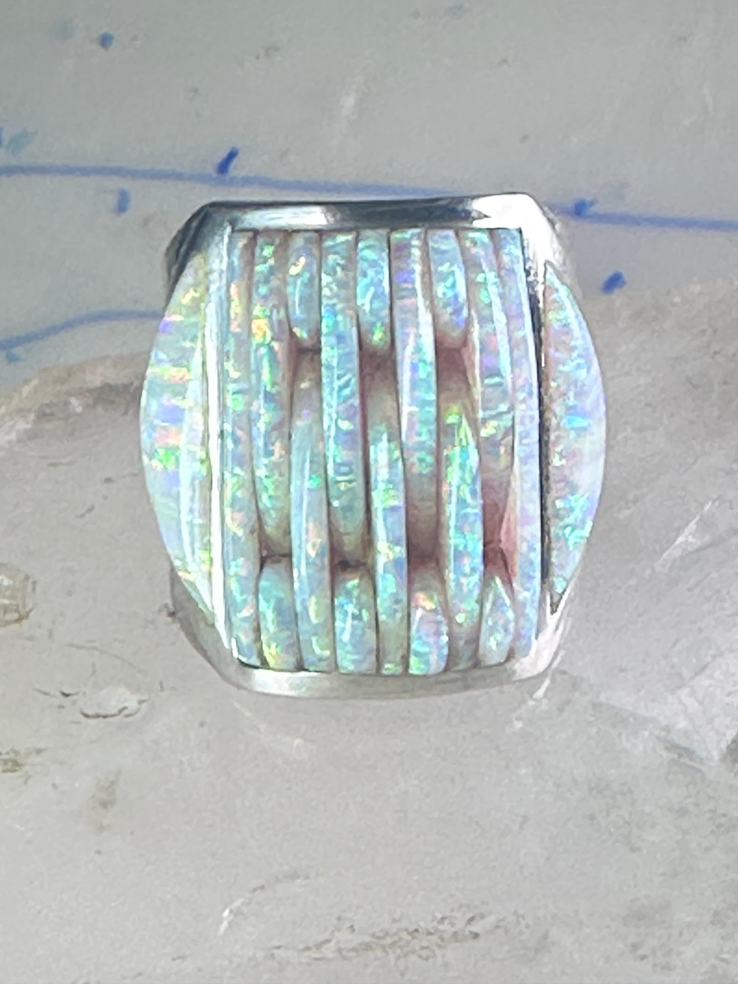 Southwest ring Lab Opal Cobblestone band size 10.75 sterling silver women men