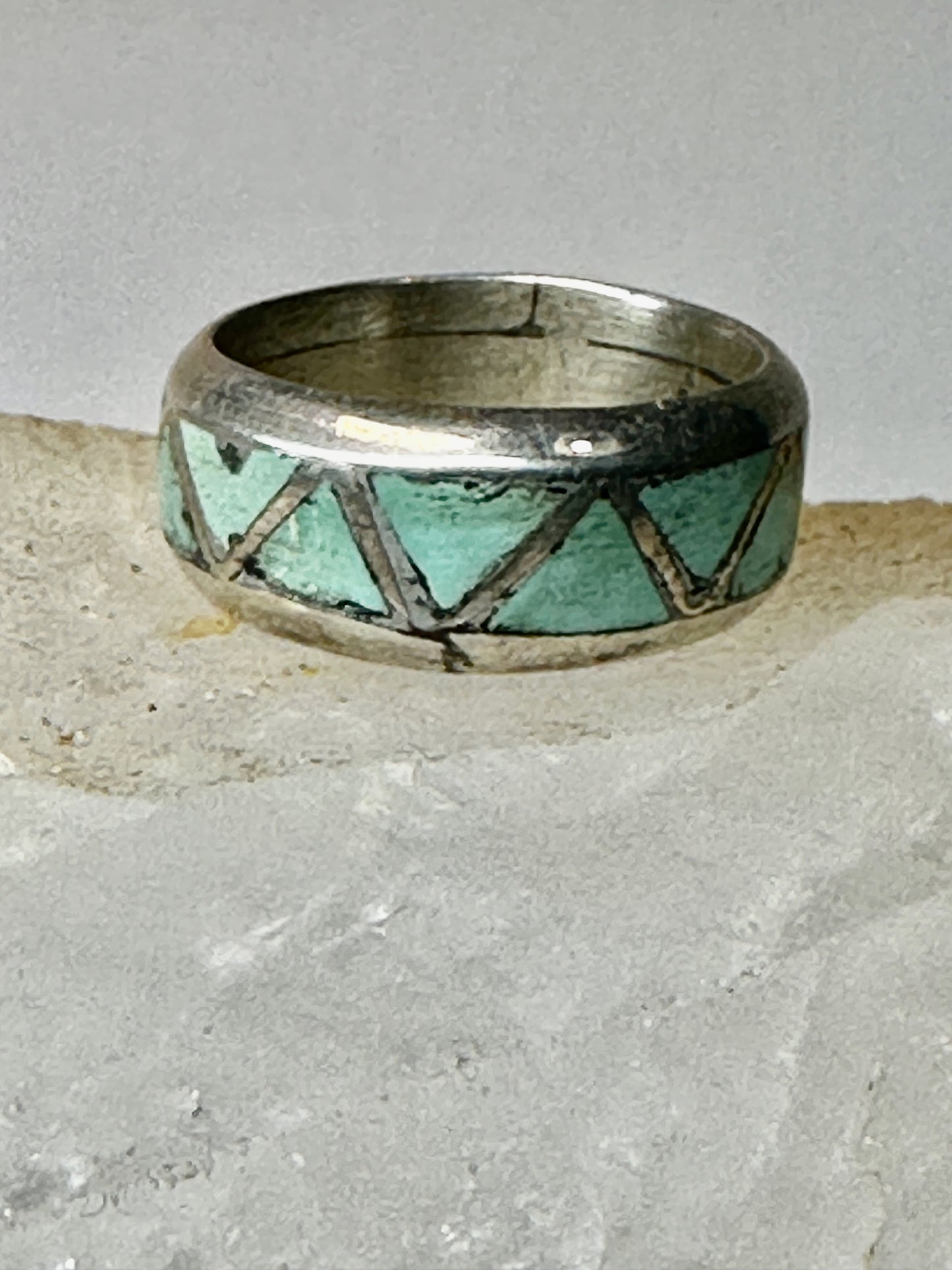 Zuni ring Turquoise wedding band size 6 sterling silver women men