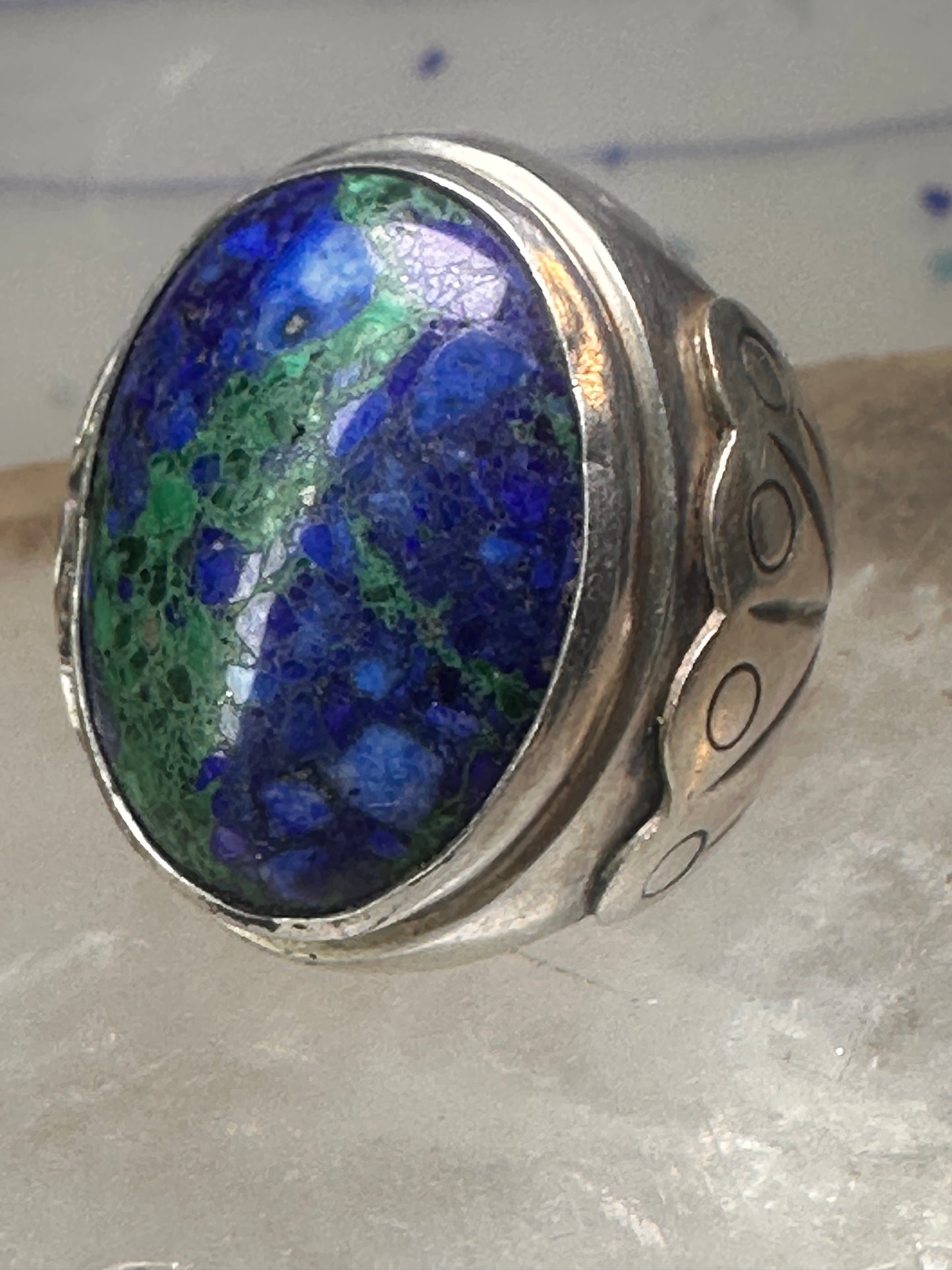 Navajo ring by Adam Fiero Azurite ring Heavy Band Size 7 sterling silver women men