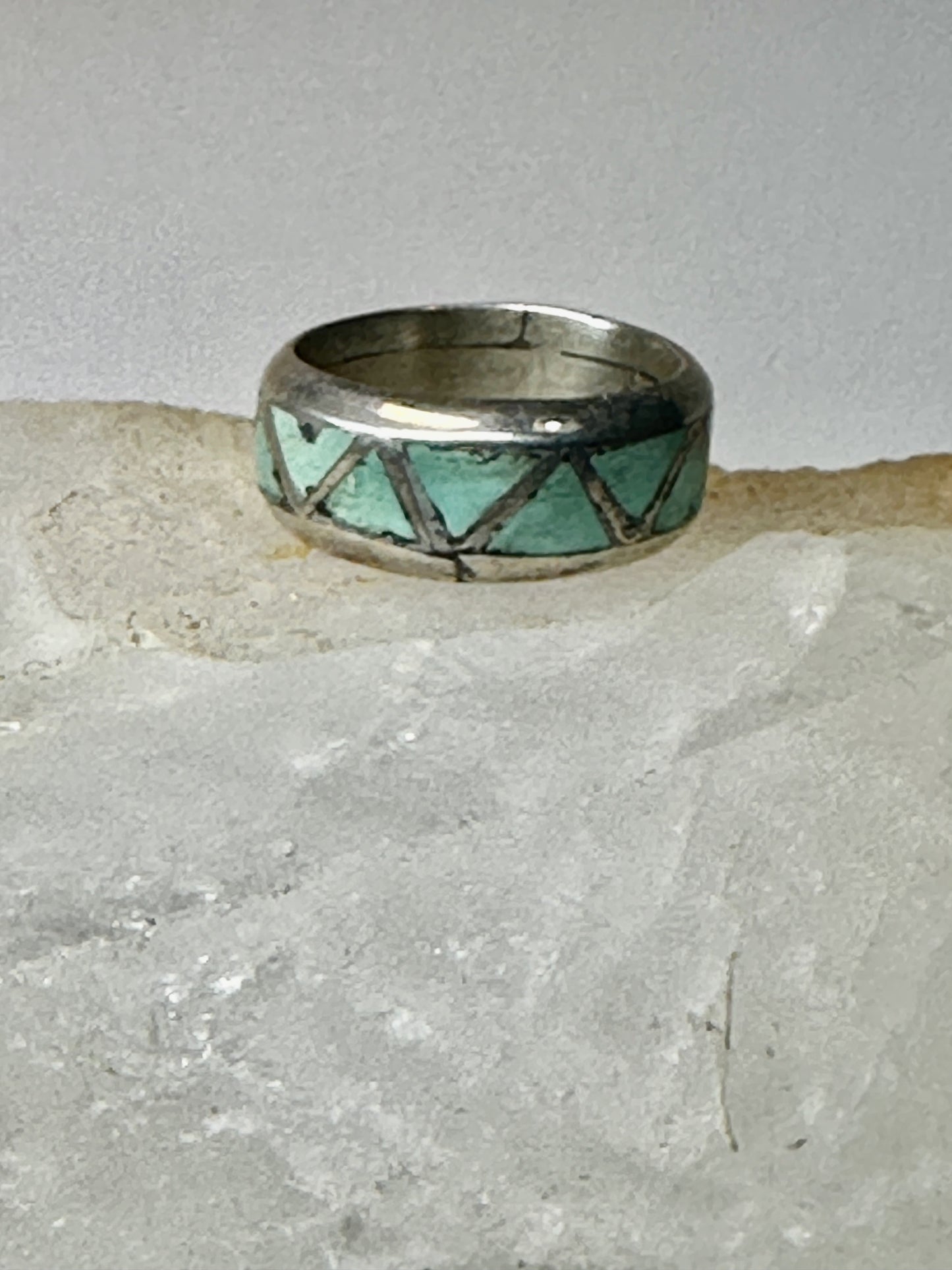 Zuni ring Turquoise wedding band size 6 sterling silver women men