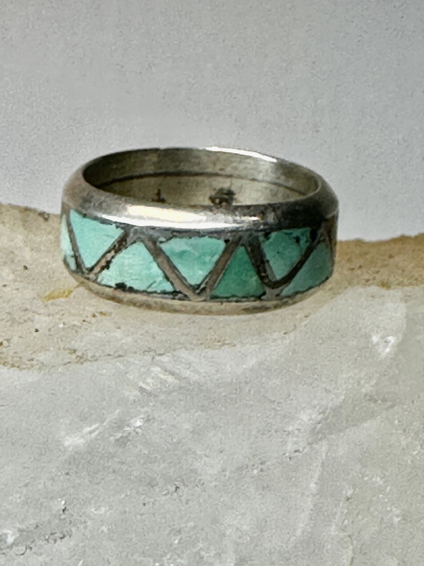 Zuni ring Turquoise wedding band size 6 sterling silver women men