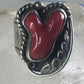 Navajo ring Coral band size 10.50 sterling silver stamping  women men