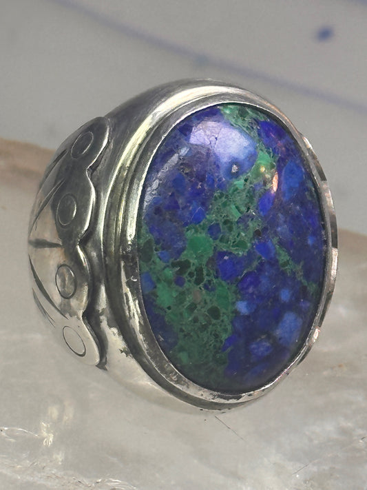 Navajo ring by Adam Fiero Azurite ring Heavy Band Size 7 sterling silver women men