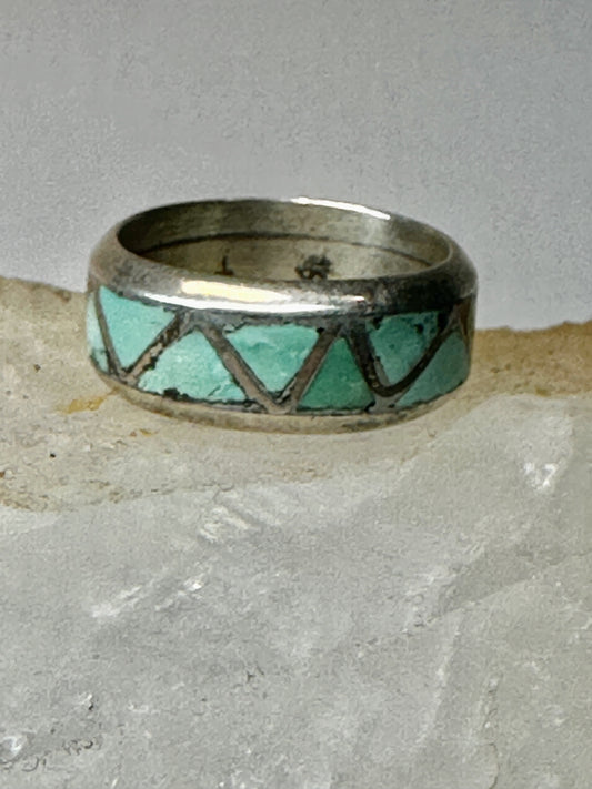 Zuni ring Turquoise wedding band size 6 sterling silver women men