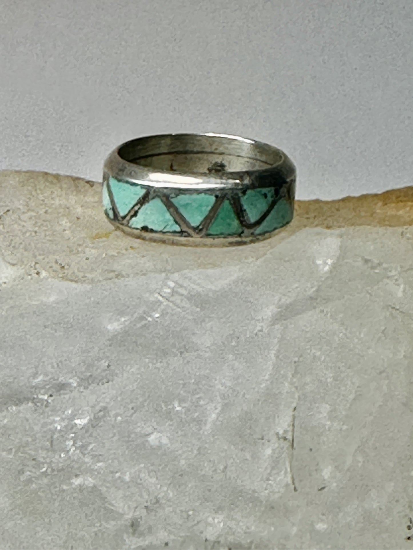 Zuni ring Turquoise wedding band size 6 sterling silver women men