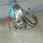Navajo ring turquoise coral size 14.50 sterling silver men b