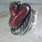 Navajo ring Coral band size 10.50 sterling silver stamping  women men