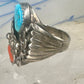 Navajo ring turquoise coral band size 9.75 sterling silver women men