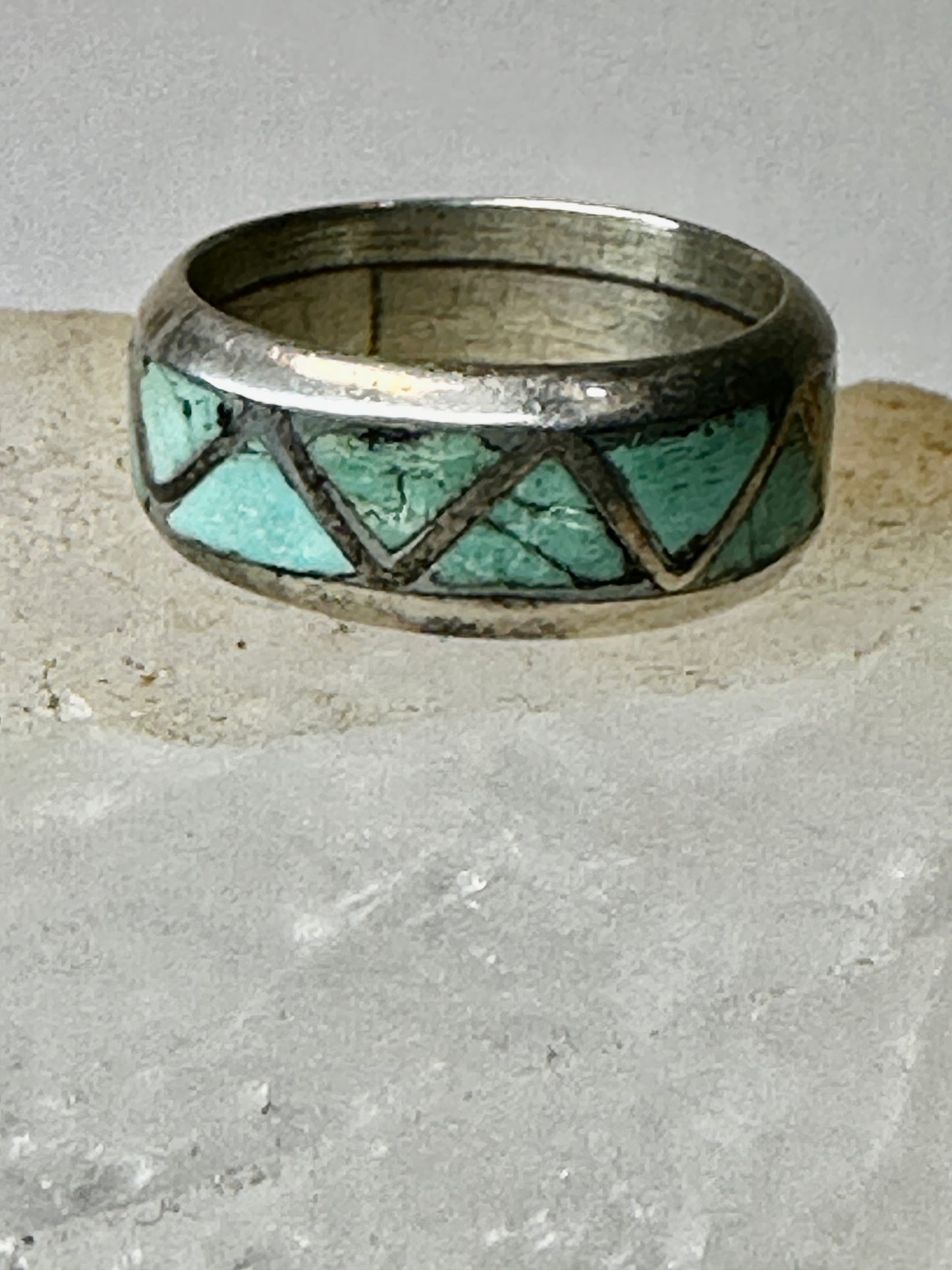 Zuni ring Turquoise wedding band size 6 sterling silver women men