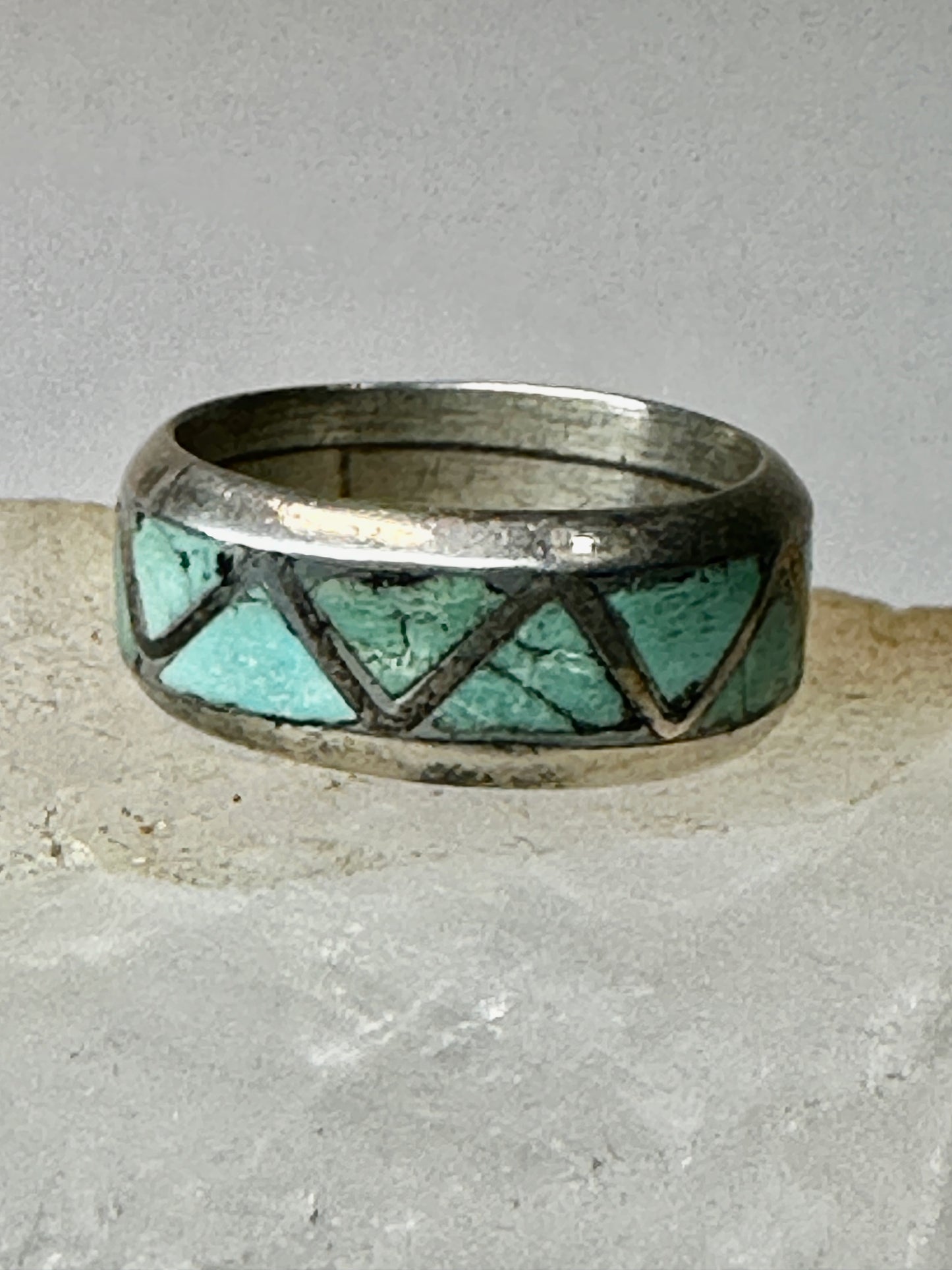 Zuni ring Turquoise wedding band size 6 sterling silver women men