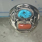 Navajo ring turquoise coral size 14.50 sterling silver men b