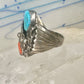 Navajo ring turquoise coral band size 9.75 sterling silver women men