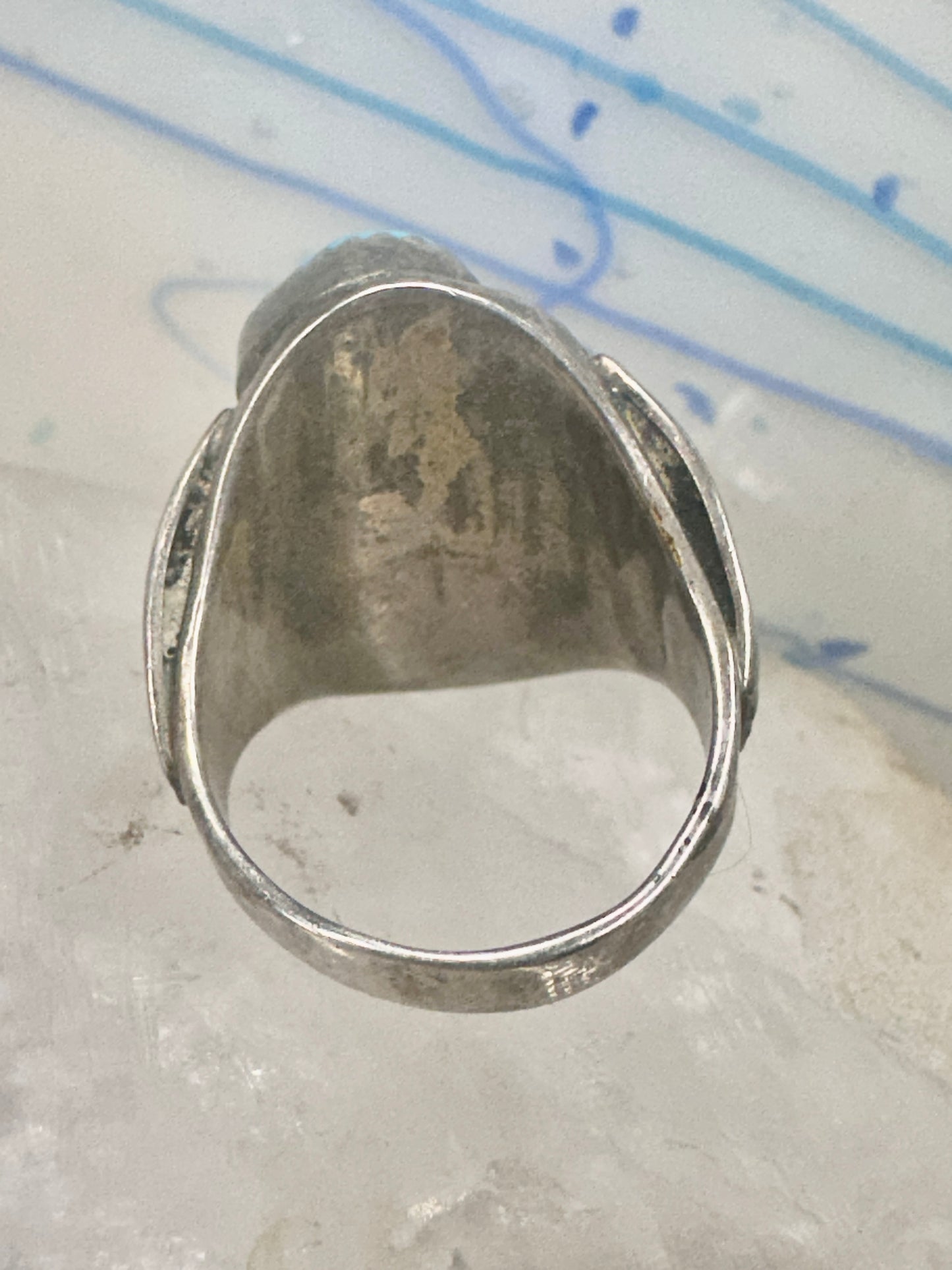 Navajo ring turquoise coral band size 9.75 sterling silver women men