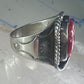 Navajo ring Coral band size 10.50 sterling silver stamping  women men