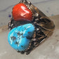 Navajo ring Turquoise coral ring Heavy Band Size 10.75 sterling silver women men