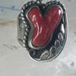 Navajo ring Coral band size 10.50 sterling silver stamping  women men