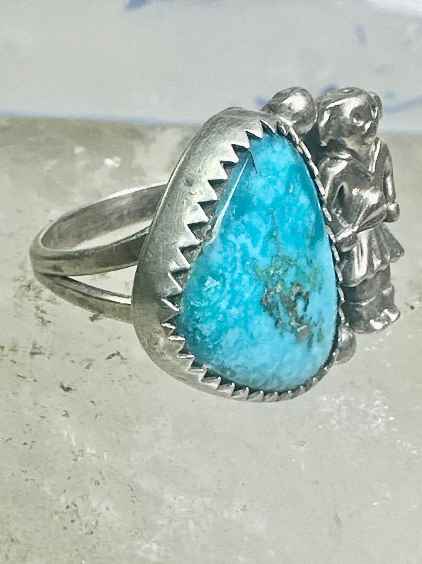 Navajo ring Mudman Kachina turquoise size 6 sterling silver women