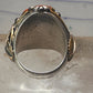 Navajo ring Turquoise coral ring Heavy Band Size 10.75 sterling silver women men