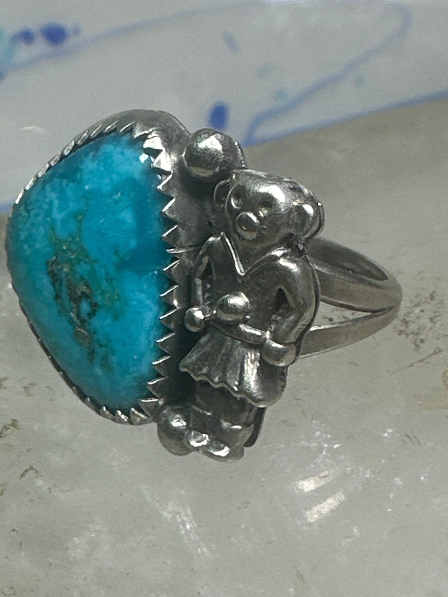 Navajo ring Mudman Kachina turquoise size 6 sterling silver women