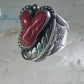 Navajo ring Coral band size 10.50 sterling silver stamping  women men