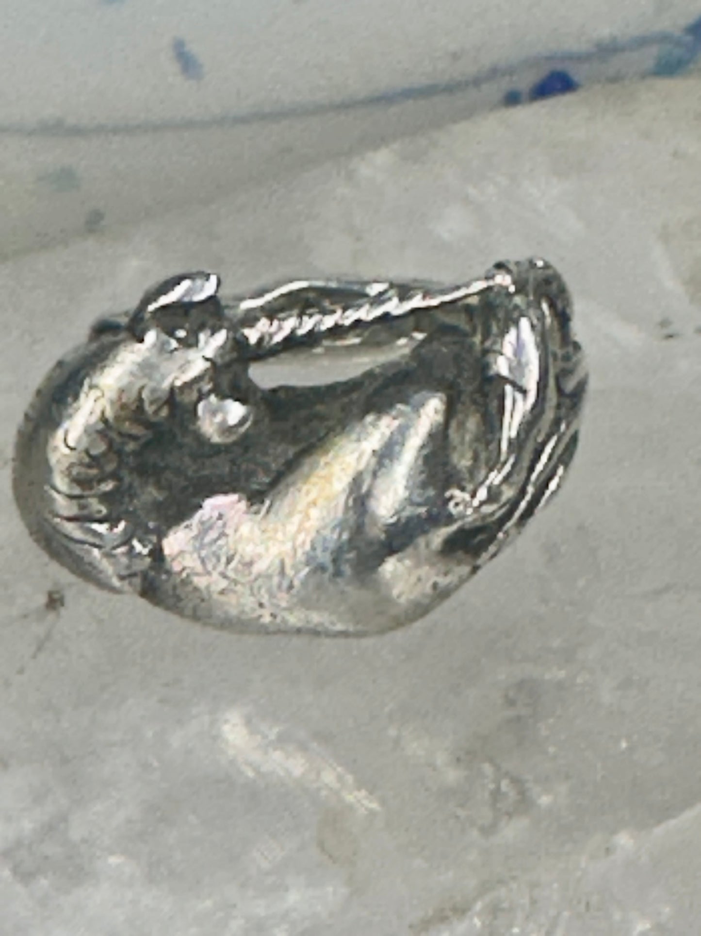 Unicorn ring horse band artisan size 4 sterling silver women
