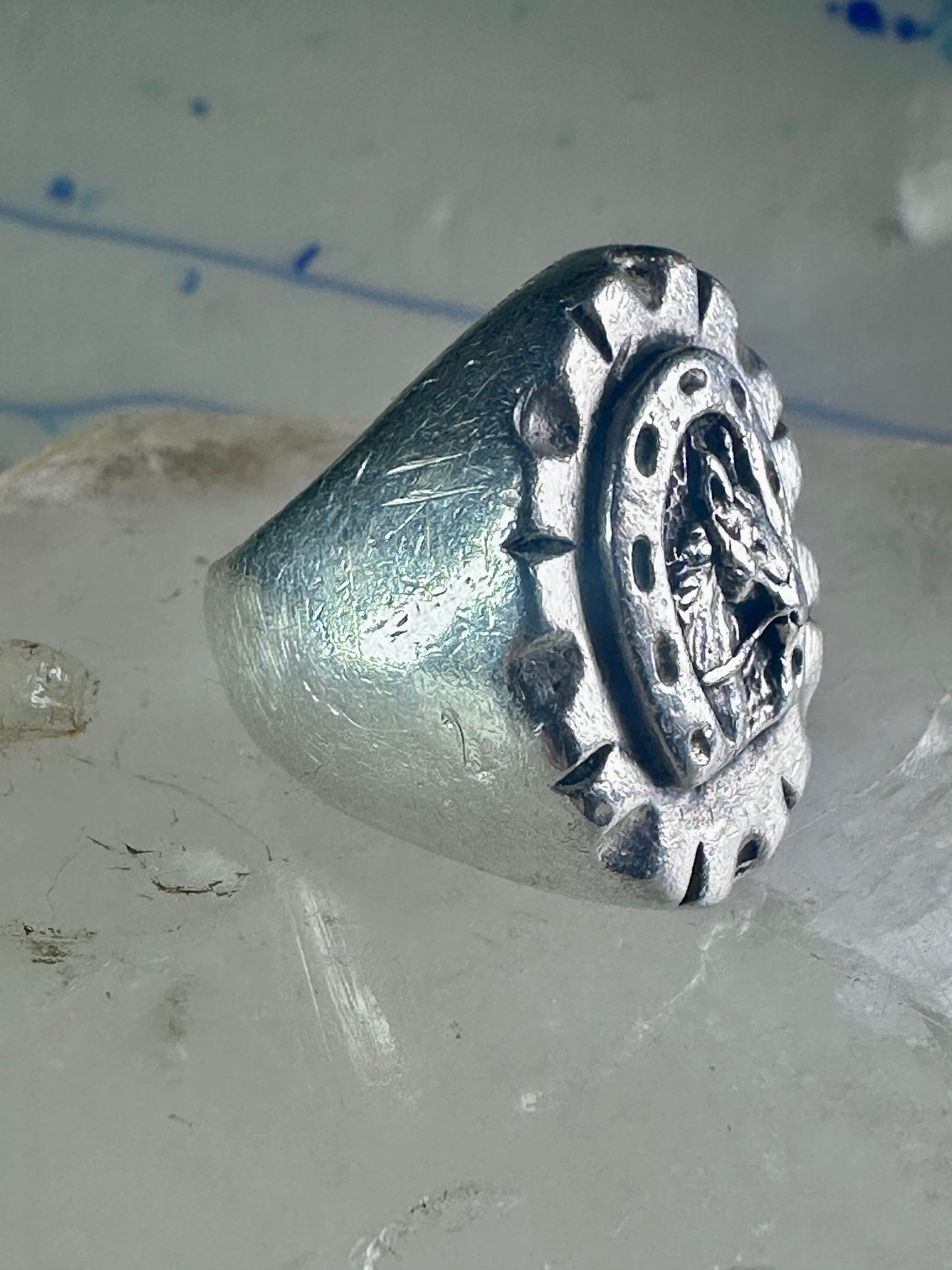 Horse ring Heavy Biker Horseshoe Cowgirl band size 5 sterling silver women