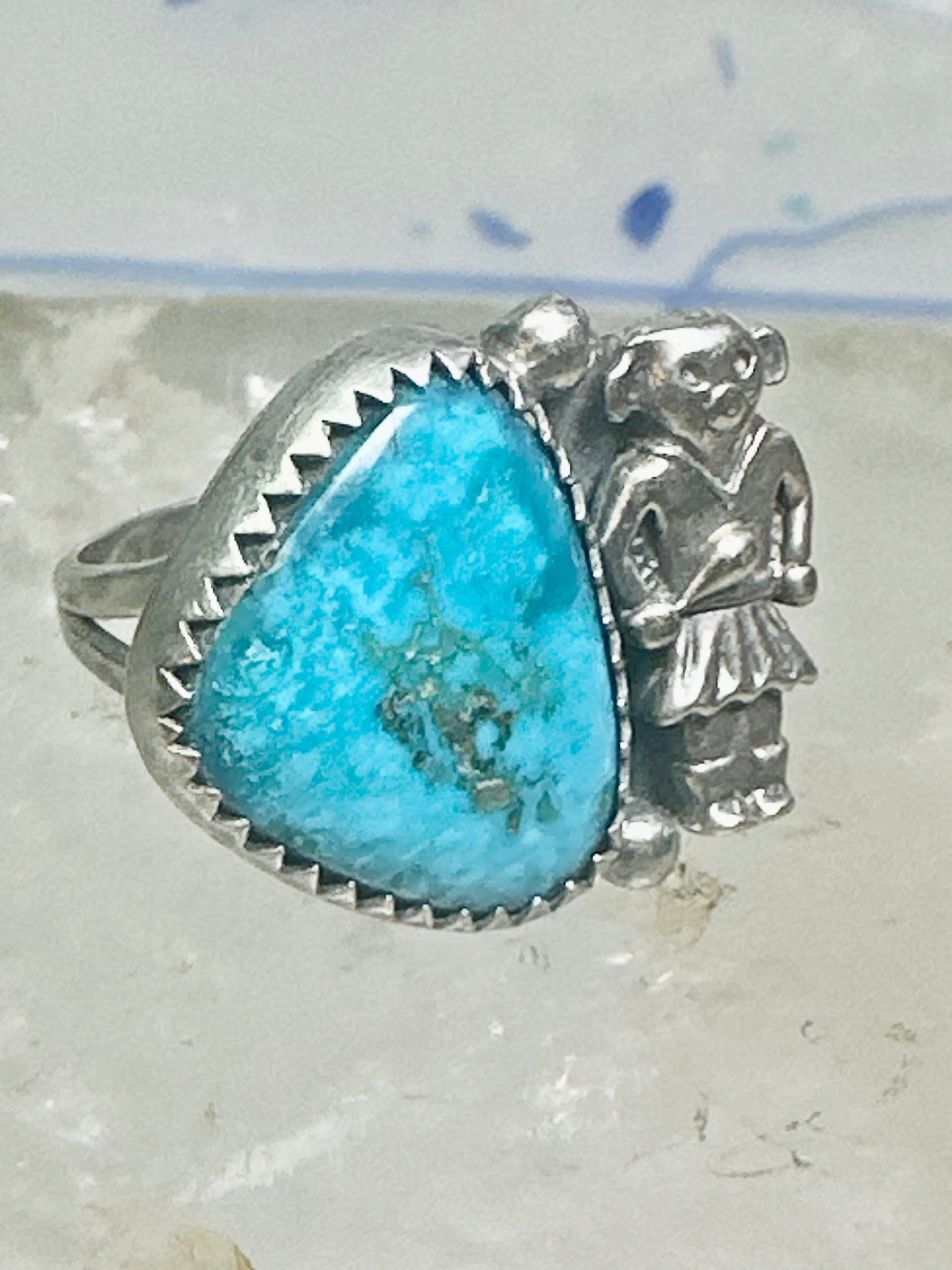 Navajo ring Mudman Kachina turquoise size 6 sterling silver women