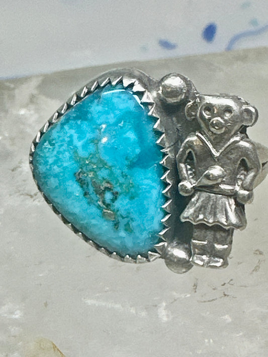Navajo ring Mudman Kachina turquoise size 6 sterling silver women