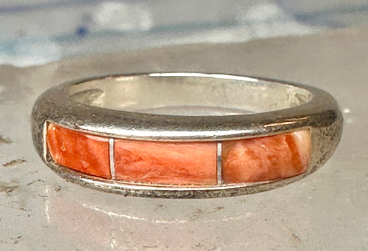 Vintage Carolyn Pollack Sterling Silver Orange Spiny Oyster Inlay Southwestern Style Band Ring Size 5.75 3.8g 925