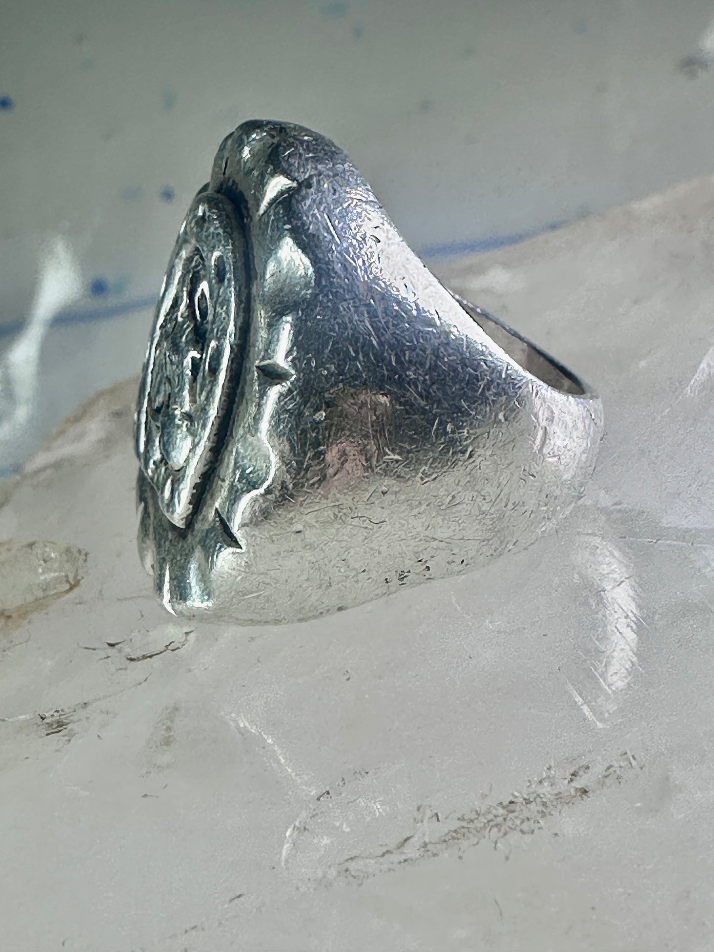 Horse ring Heavy Biker Horseshoe Cowgirl band size 5 sterling silver women