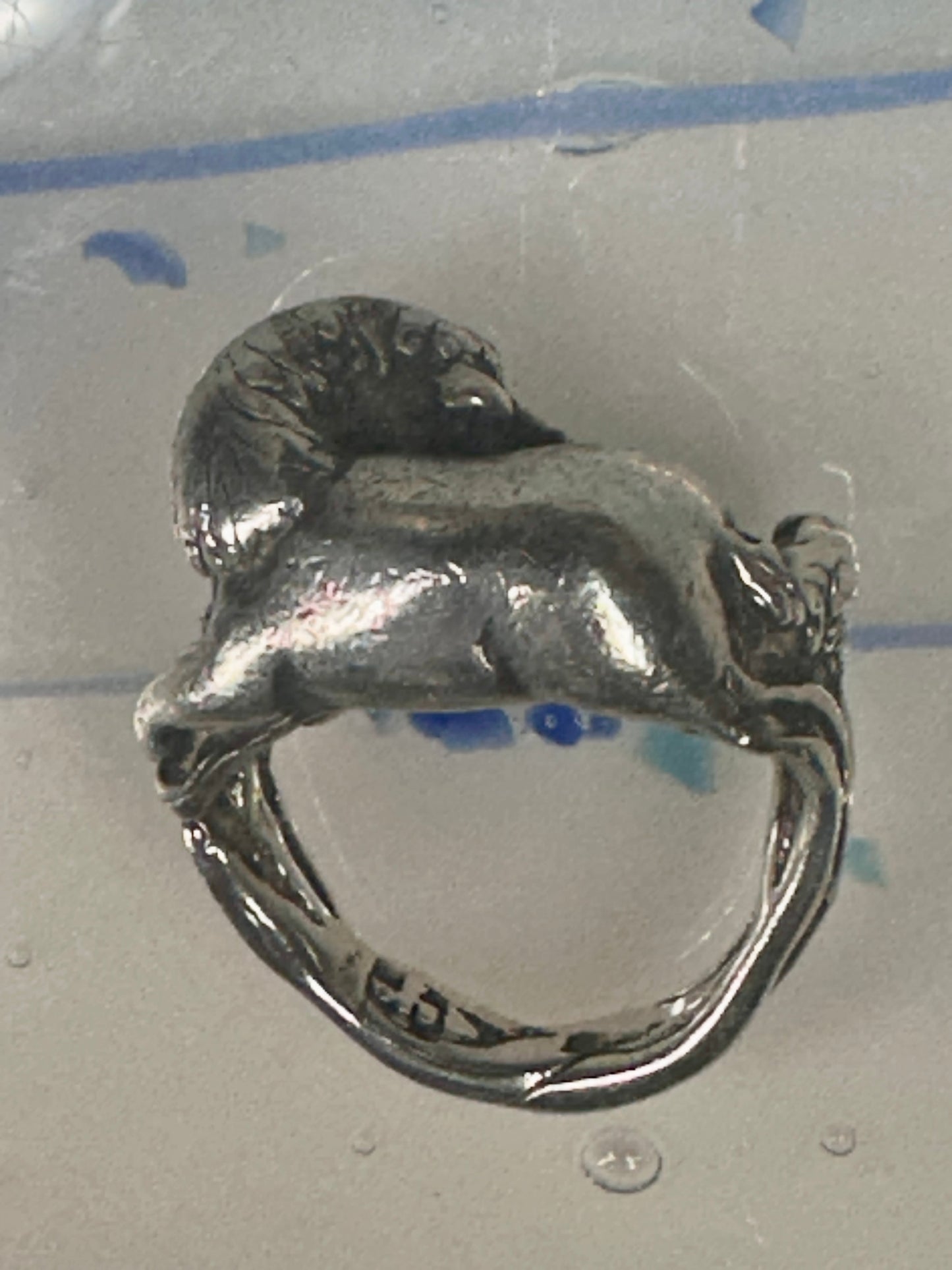 Unicorn ring horse band artisan size 4 sterling silver women