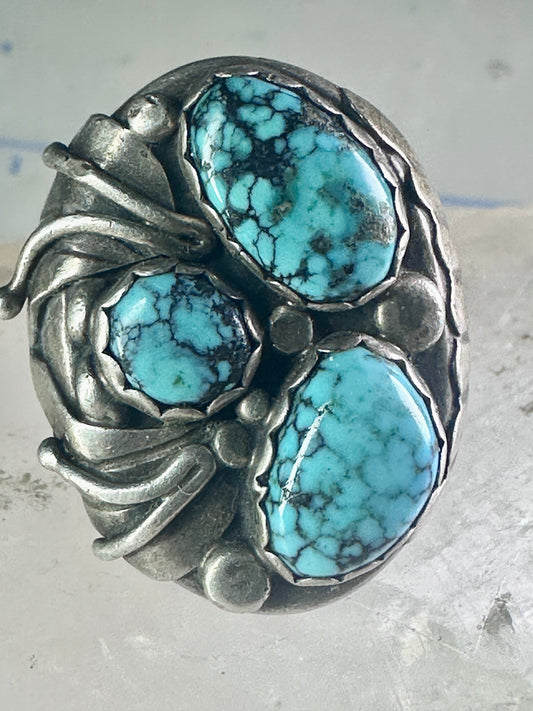 Navajo ring Turquoise Heavy Biker band size 11 sterling silver women men