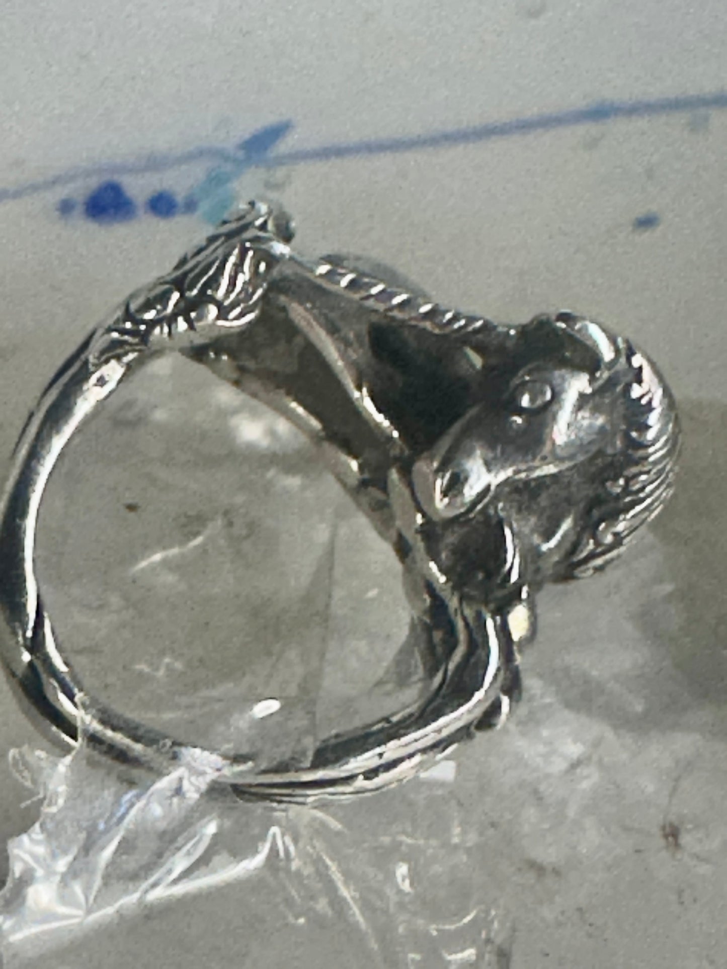 Unicorn ring horse band artisan size 4 sterling silver women
