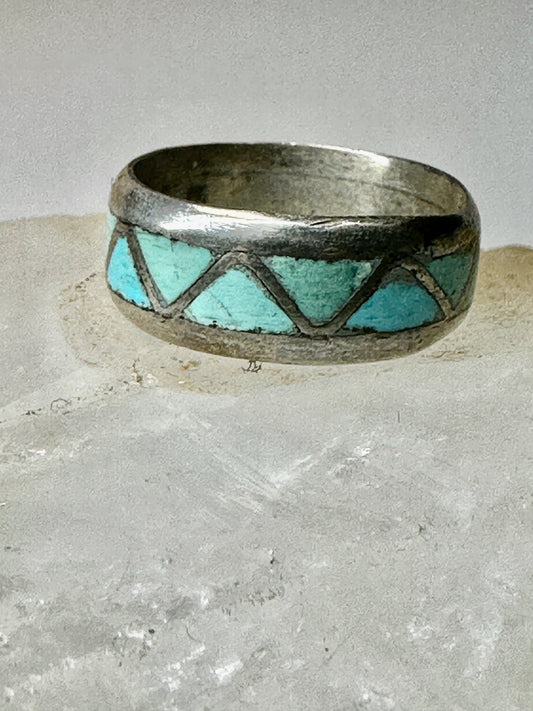 Zuni ring Turquoise wedding band size 7.50 sterling silver women men