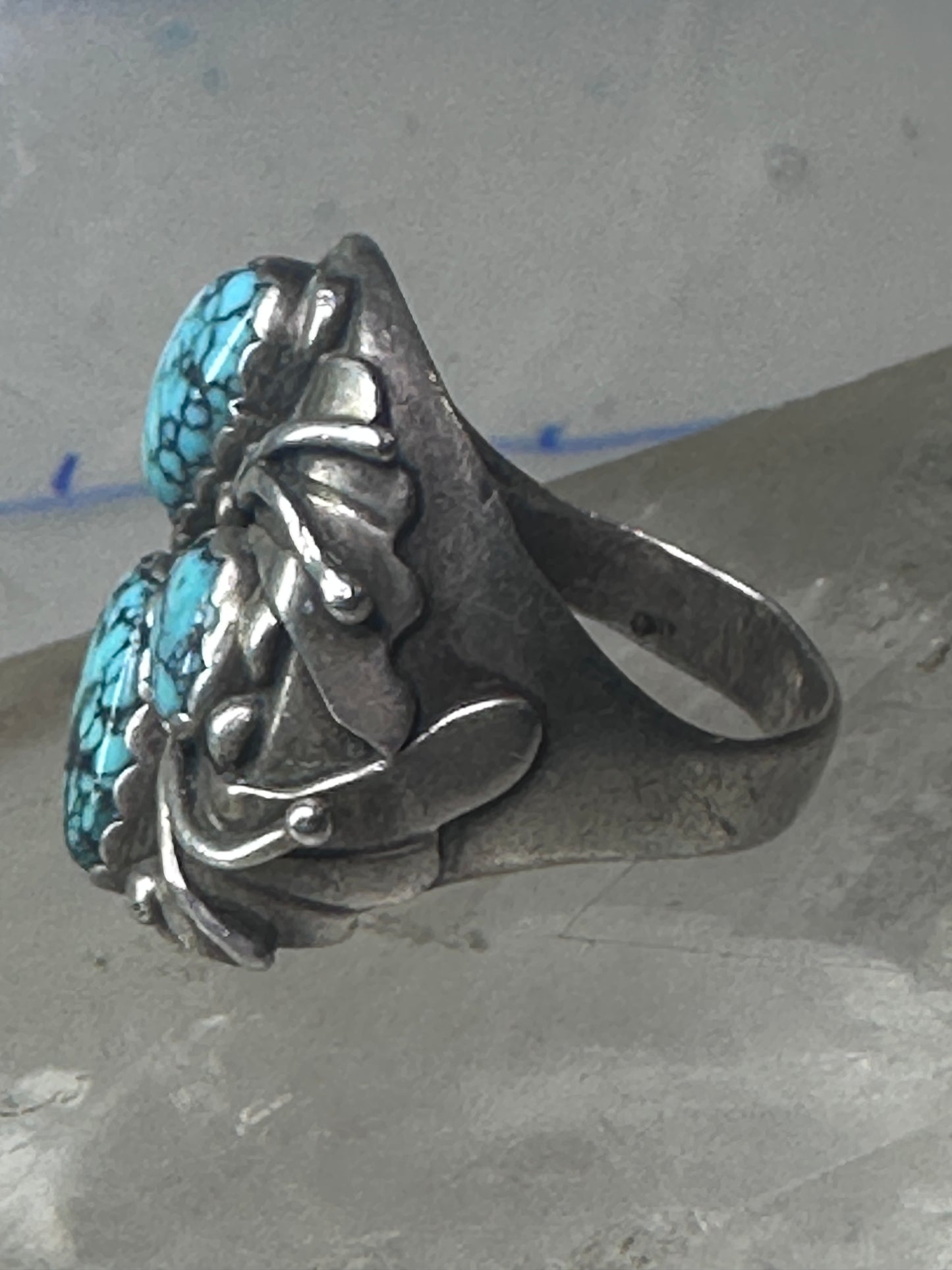 Navajo ring Turquoise Heavy Biker band size 11 sterling silver women men